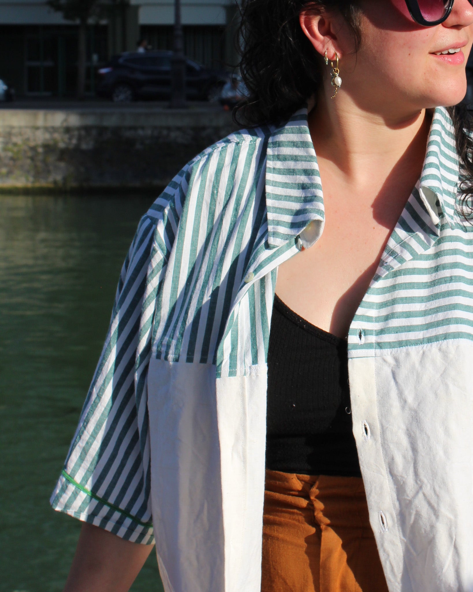 Chemisette rayée verte