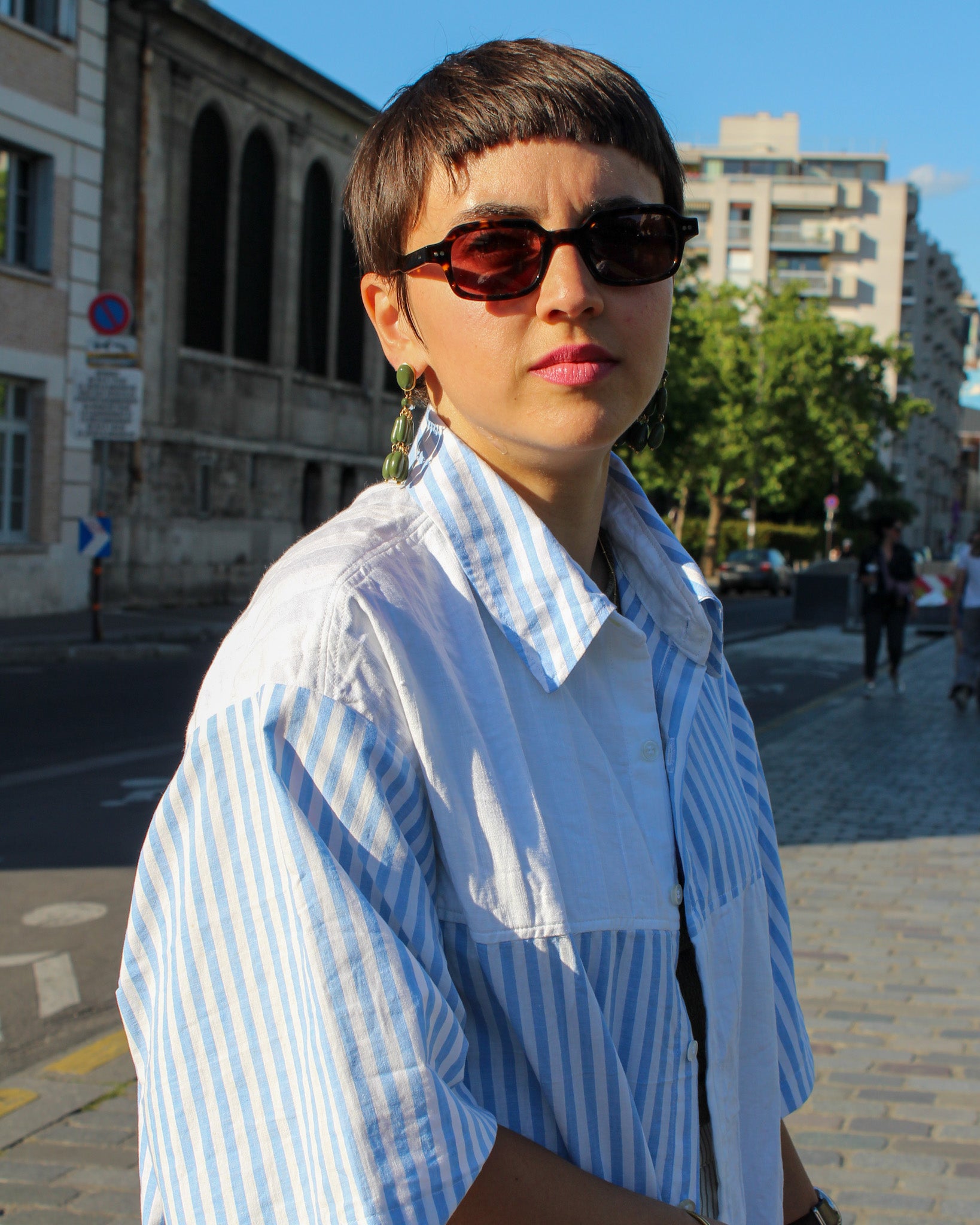 Chemisette rayée bleue