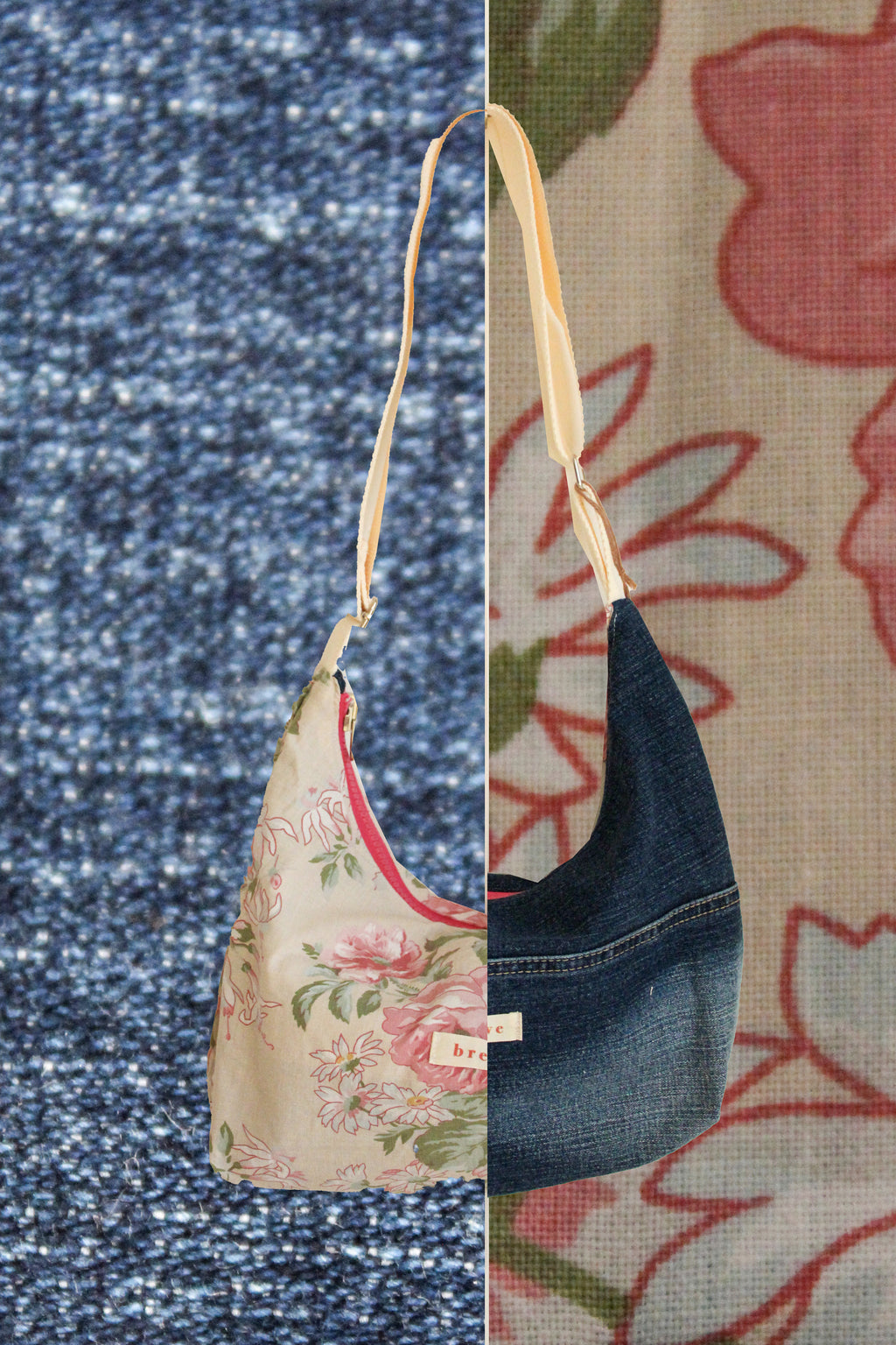 Sac réversible jeans/fleurs
