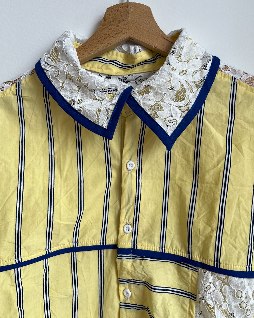 Chemisette CROP jaune et dentelle