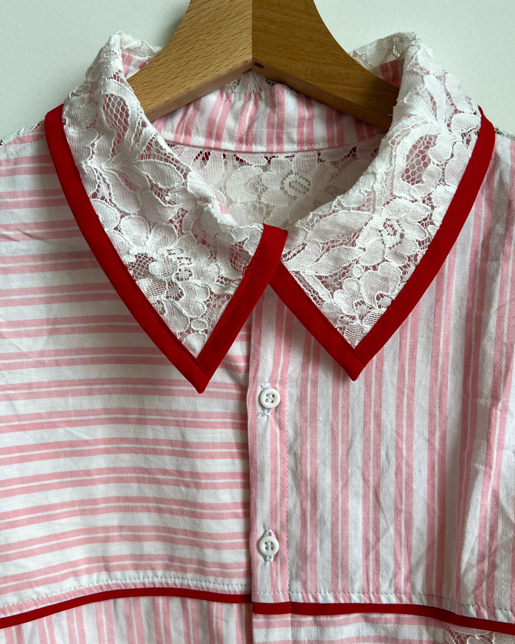 Chemisette CROP rose et dentelle