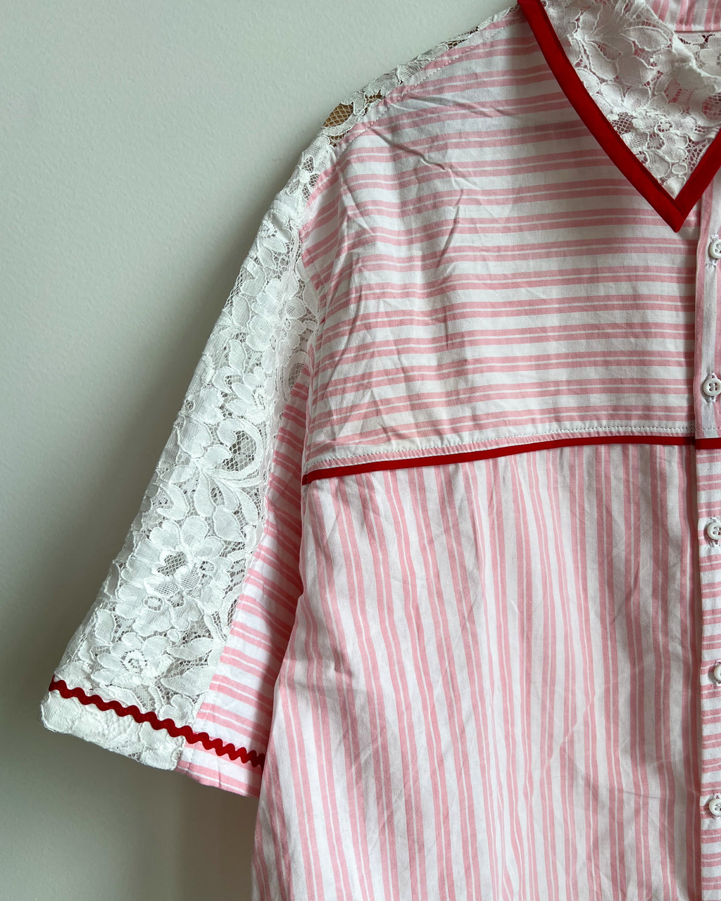Chemisette CROP rose et dentelle