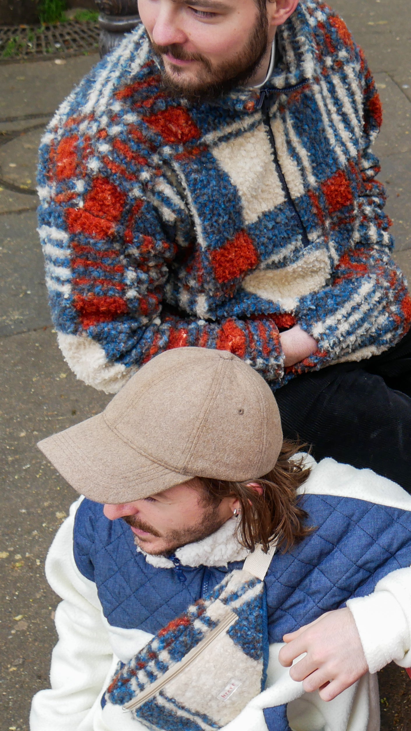 Polaire bleu/beige