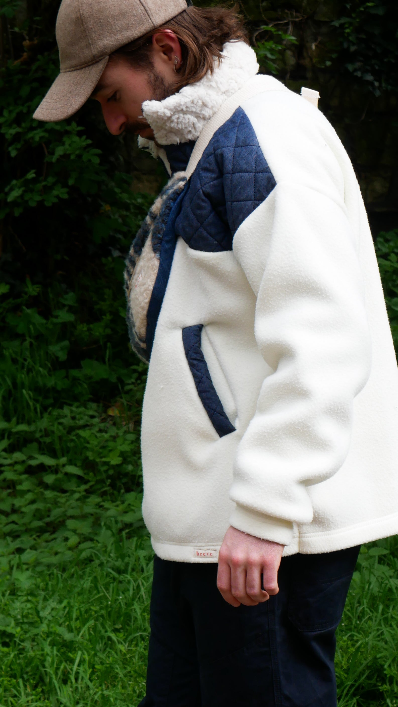 Polaire bleu/beige