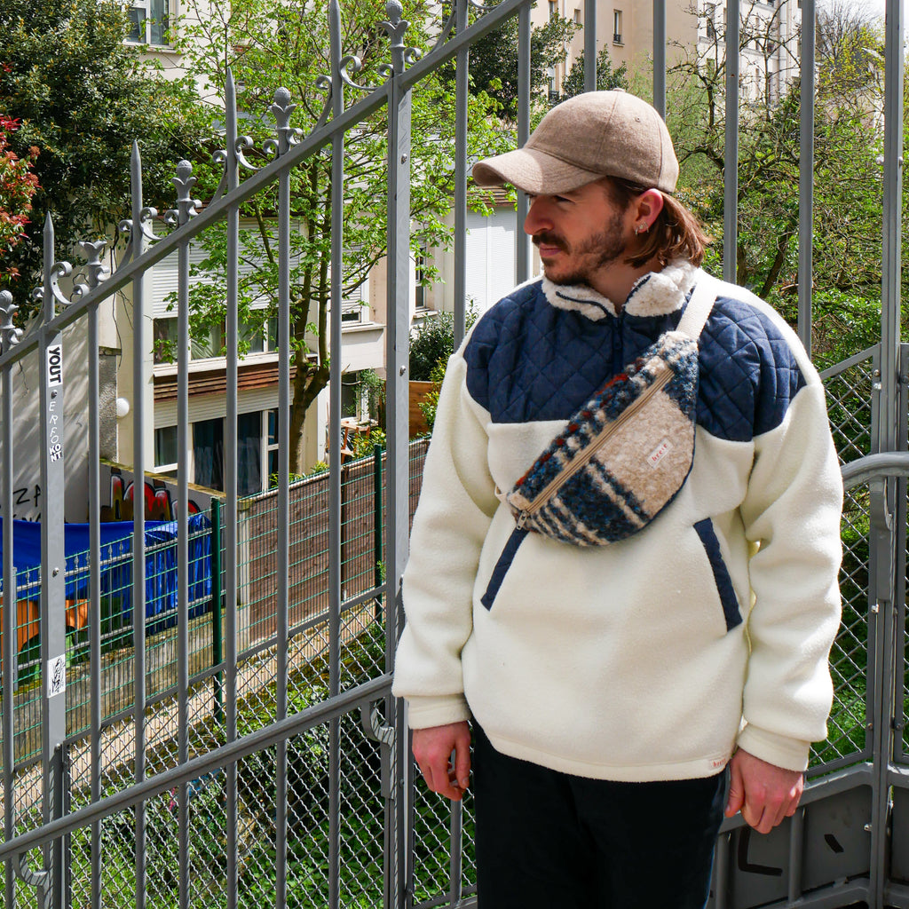 Polaire bleu/beige
